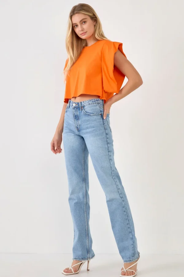 ENDLESS ROSE Tops*- Drop Shoulder Cropped Top