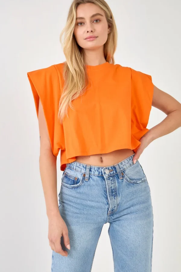 ENDLESS ROSE Tops*- Drop Shoulder Cropped Top