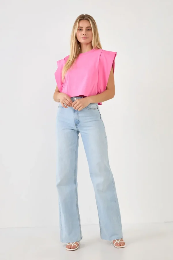 ENDLESS ROSE Tops*- Drop Shoulder Cropped Top