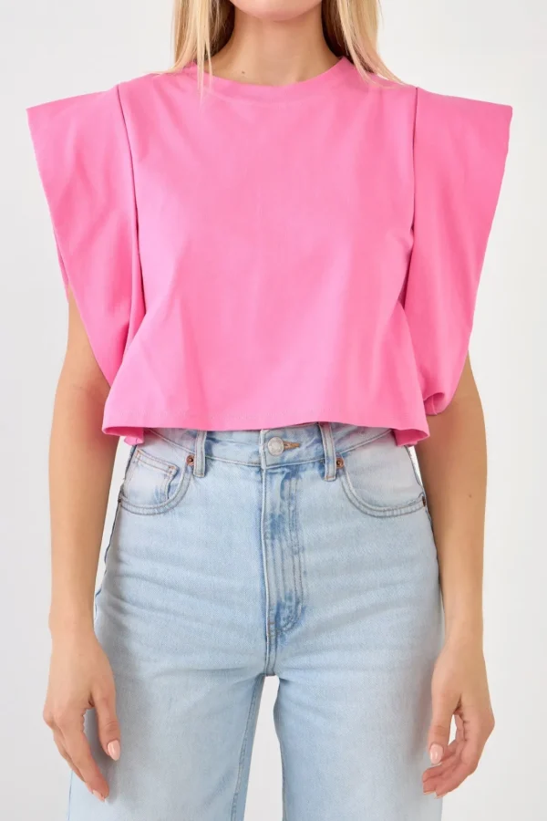 ENDLESS ROSE Tops*- Drop Shoulder Cropped Top