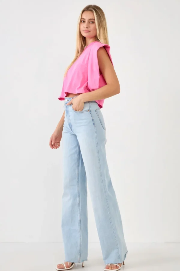 ENDLESS ROSE Tops*- Drop Shoulder Cropped Top