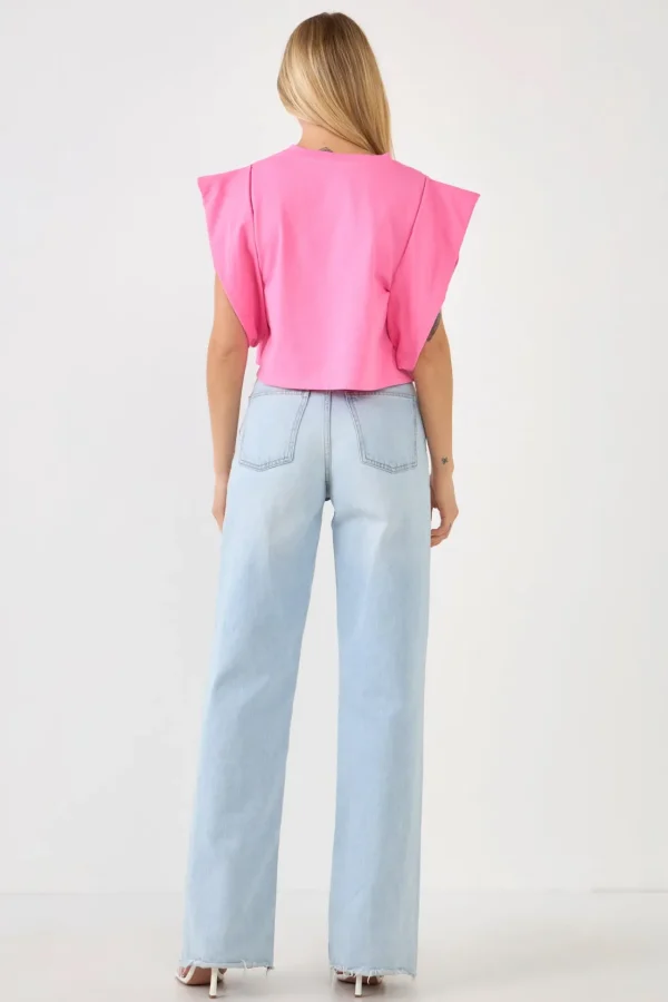 ENDLESS ROSE Tops*- Drop Shoulder Cropped Top