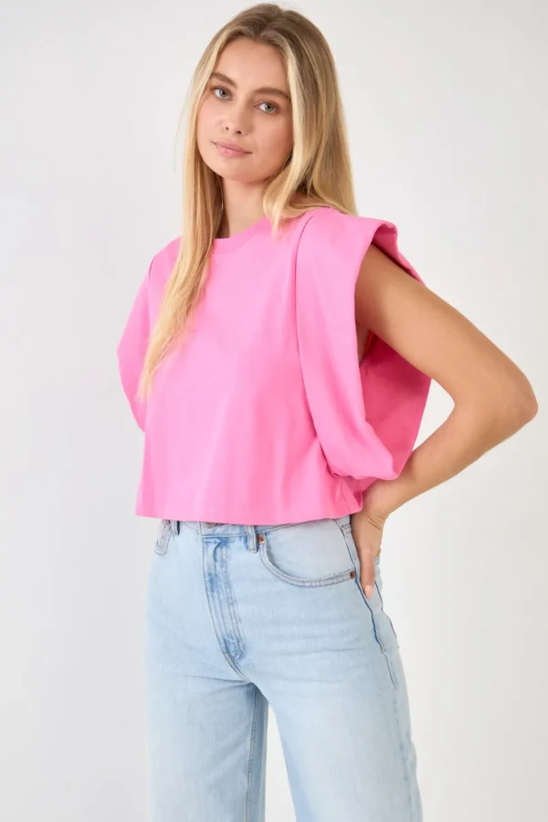 ENDLESS ROSE Tops*- Drop Shoulder Cropped Top