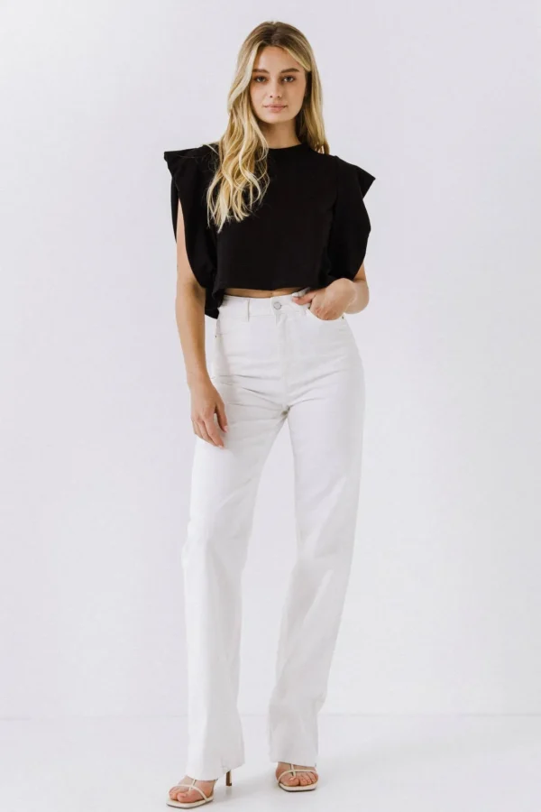 ENDLESS ROSE Tops*- Drop Shoulder Cropped Top