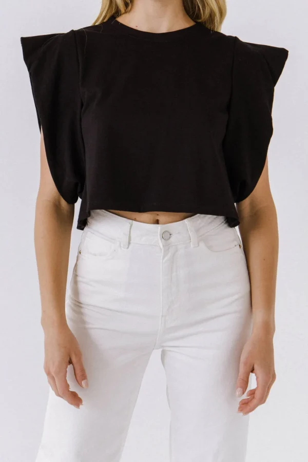 ENDLESS ROSE Tops*- Drop Shoulder Cropped Top