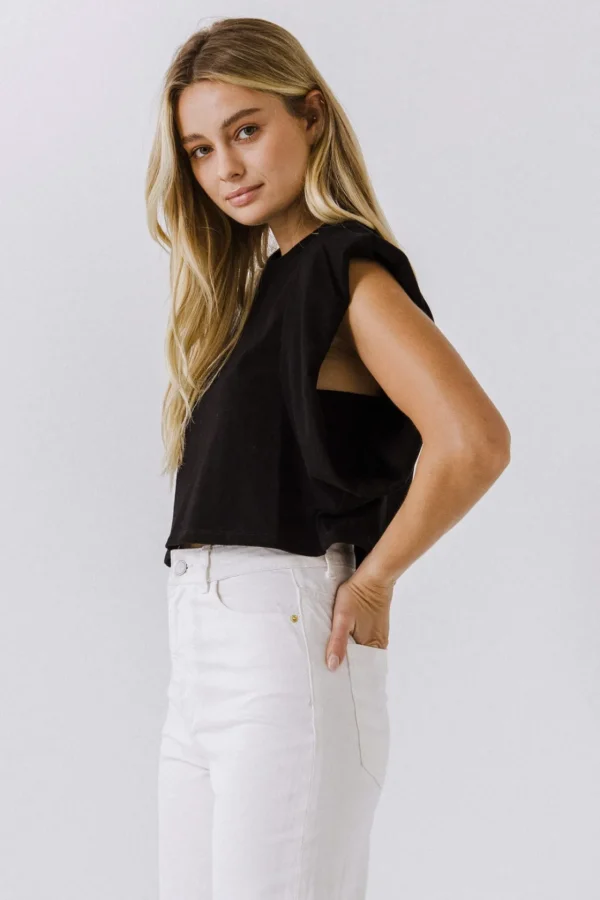ENDLESS ROSE Tops*- Drop Shoulder Cropped Top