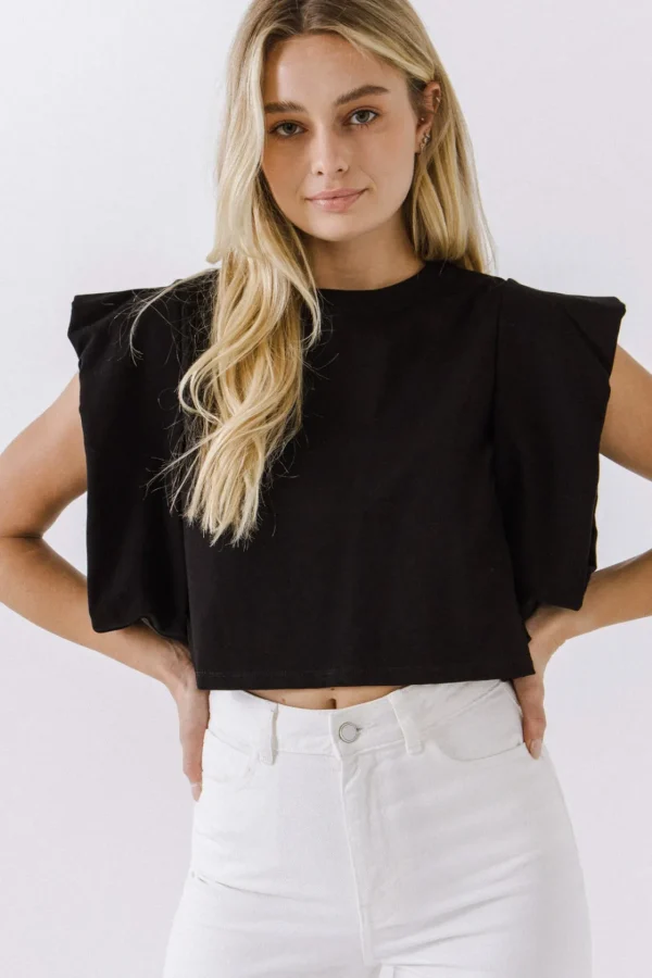 ENDLESS ROSE Tops*- Drop Shoulder Cropped Top
