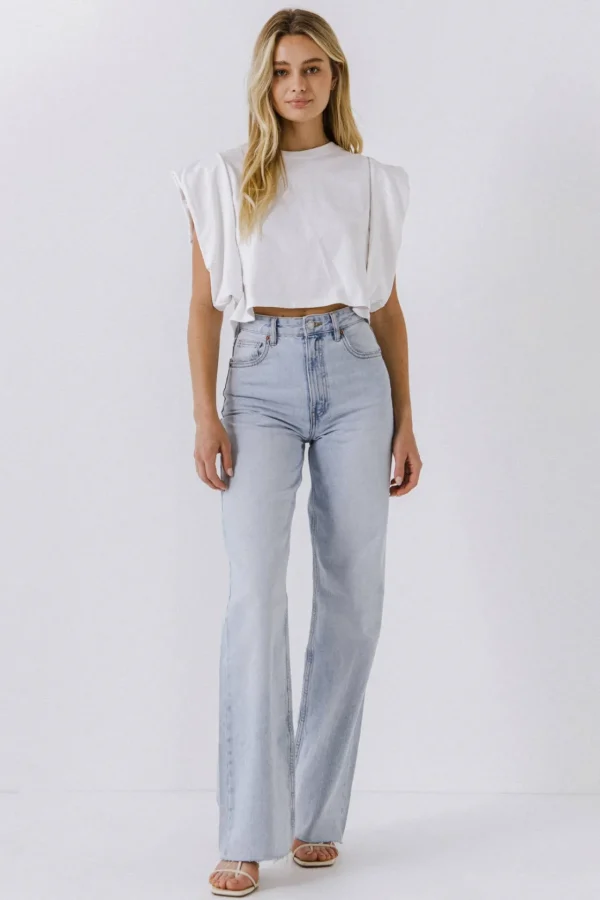 ENDLESS ROSE Tops*- Drop Shoulder Cropped Top