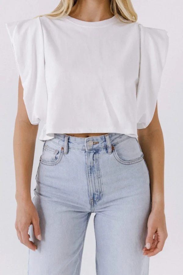ENDLESS ROSE Tops*- Drop Shoulder Cropped Top