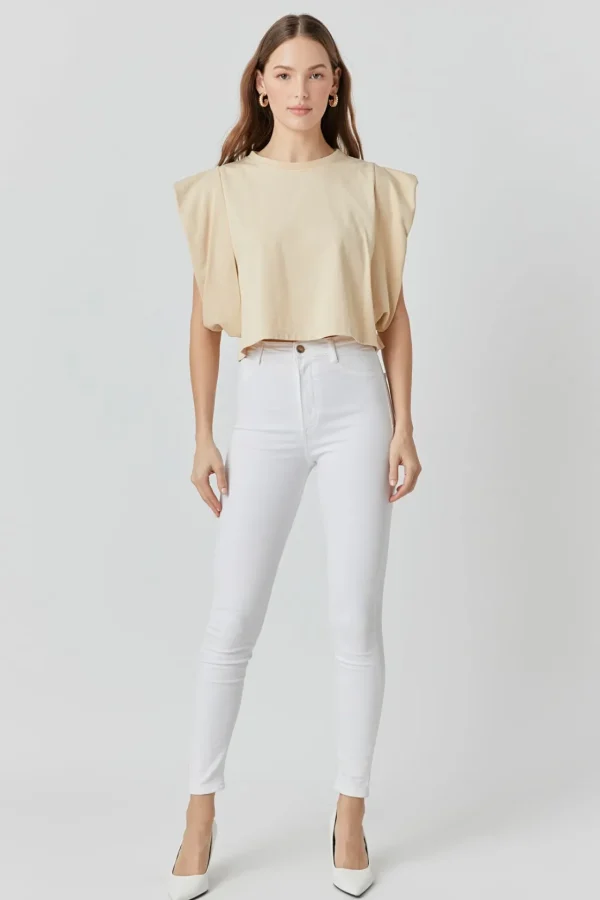 ENDLESS ROSE Tops*- Drop Shoulder Cropped Top