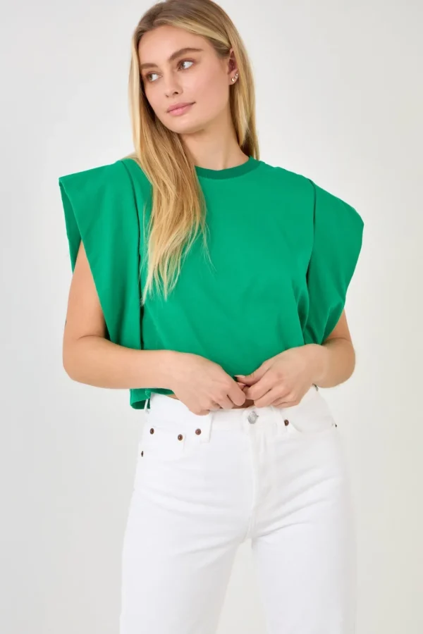 ENDLESS ROSE Tops*- Drop Shoulder Cropped Top