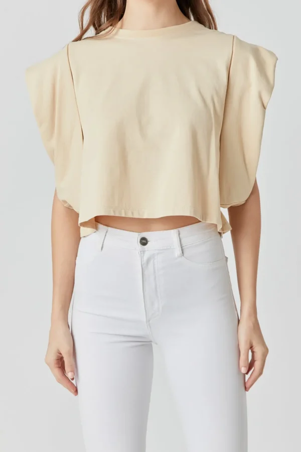 ENDLESS ROSE Tops*- Drop Shoulder Cropped Top