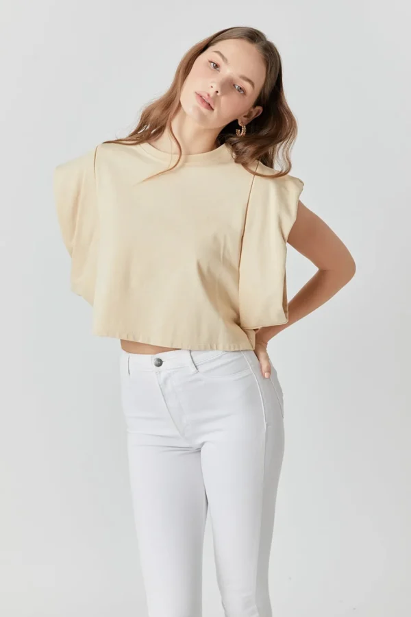 ENDLESS ROSE Tops*- Drop Shoulder Cropped Top