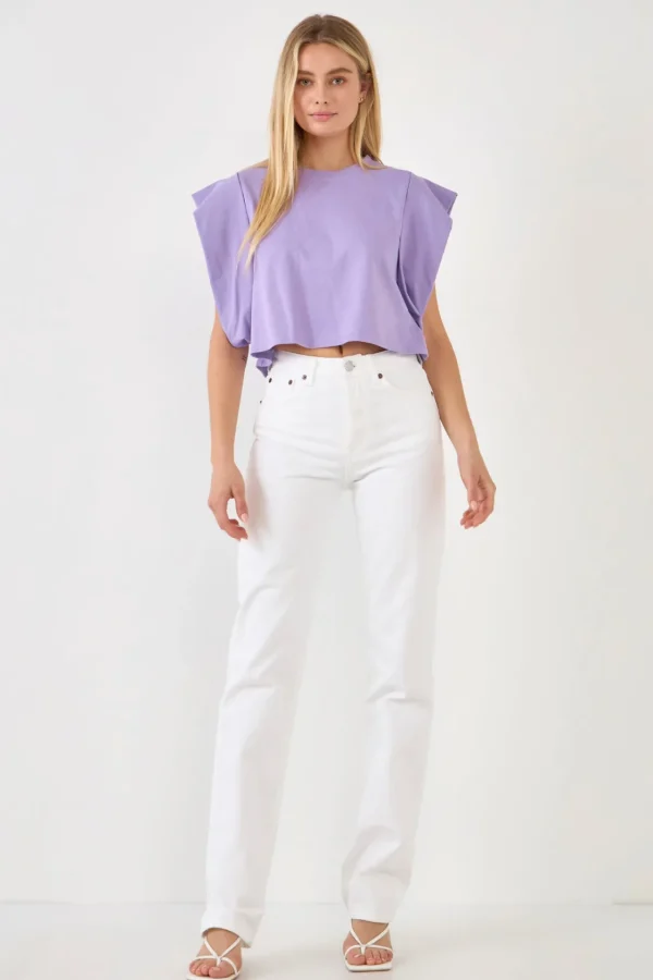 ENDLESS ROSE Tops*- Drop Shoulder Cropped Top