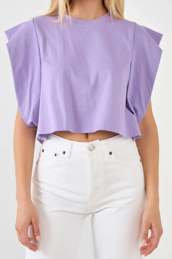 ENDLESS ROSE Tops*- Drop Shoulder Cropped Top