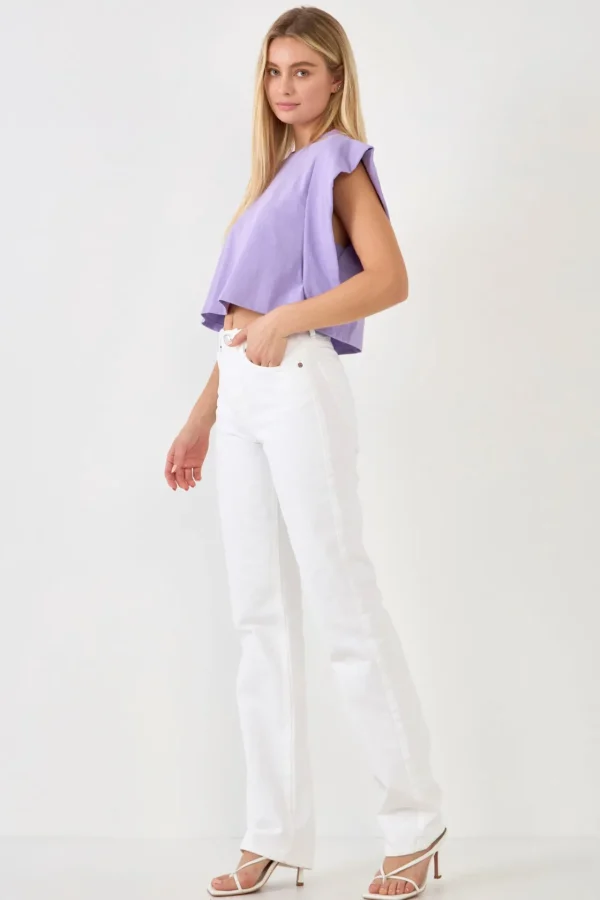 ENDLESS ROSE Tops*- Drop Shoulder Cropped Top