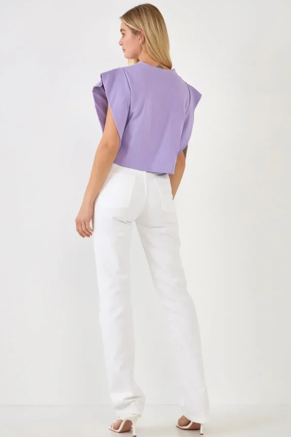 ENDLESS ROSE Tops*- Drop Shoulder Cropped Top