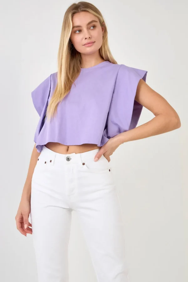 ENDLESS ROSE Tops*- Drop Shoulder Cropped Top
