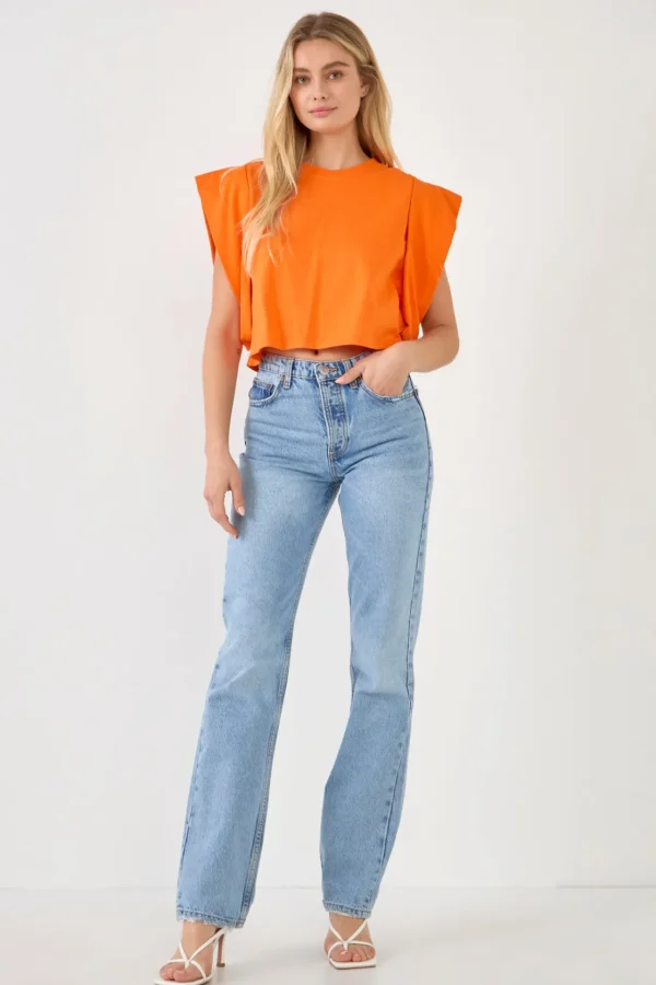 ENDLESS ROSE Tops*- Drop Shoulder Cropped Top
