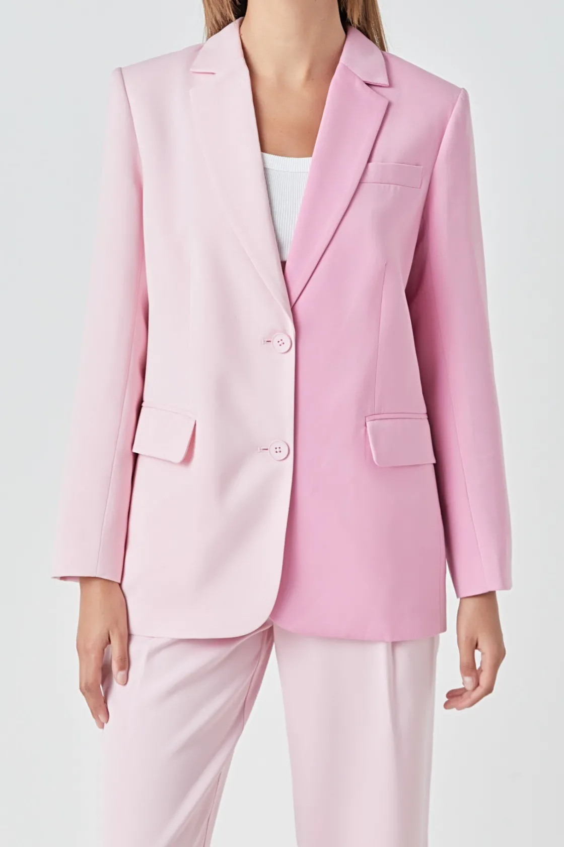 endless_rose__duo_color_b_0.webp ENDLESS ROSE Blazers | Tops*- Duo Color Block Blazer PINKMULTI