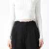 ENDLESS ROSE Sweaters & Knits | Tops*- Edge Detail Fitted Sweater IVORY