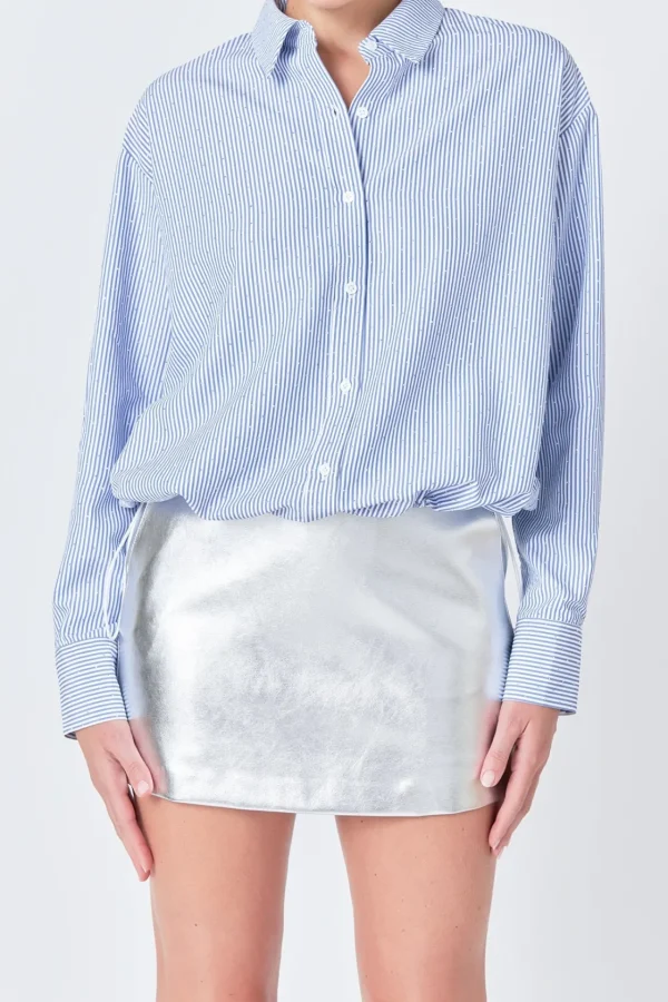 ENDLESS ROSE Shirts & Blouses | Tops*- Elastic Hem Shirt NAVY/WHITE