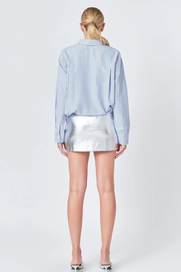 ENDLESS ROSE Shirts & Blouses | Tops*- Elastic Hem Shirt NAVY/WHITE