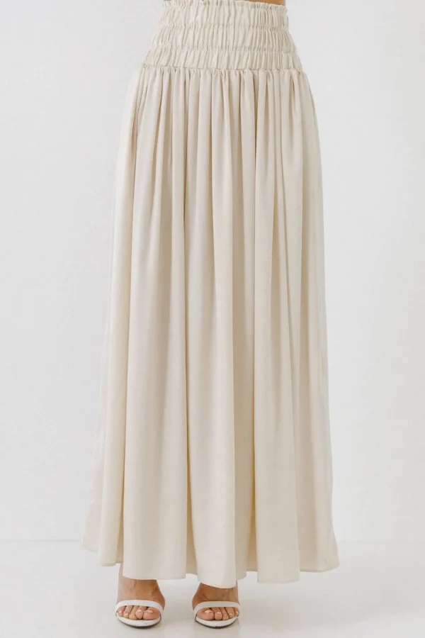 ENDLESS ROSE Skirts*- Elastic Waist Maxi Skirt BEIGE