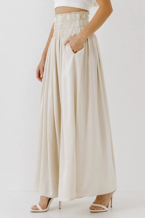 ENDLESS ROSE Skirts*- Elastic Waist Maxi Skirt BEIGE