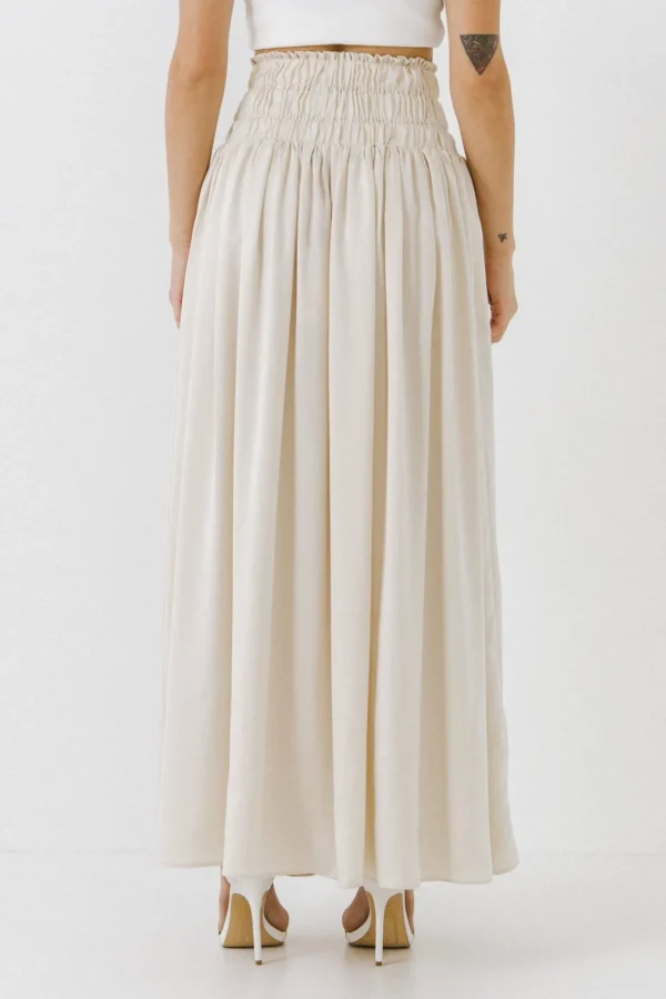 ENDLESS ROSE Skirts*- Elastic Waist Maxi Skirt BEIGE