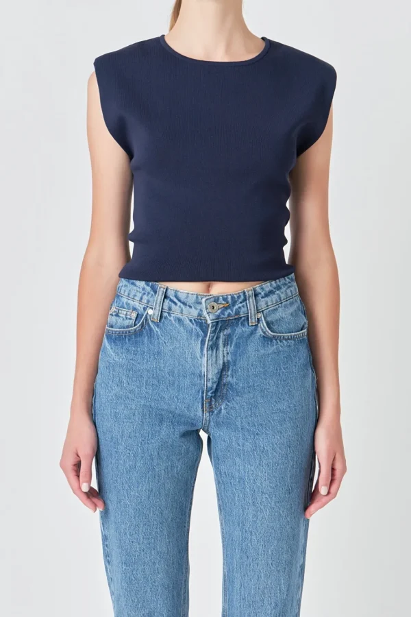 ENDLESS ROSE Tops*- Elevated Solid Knit Padded Top