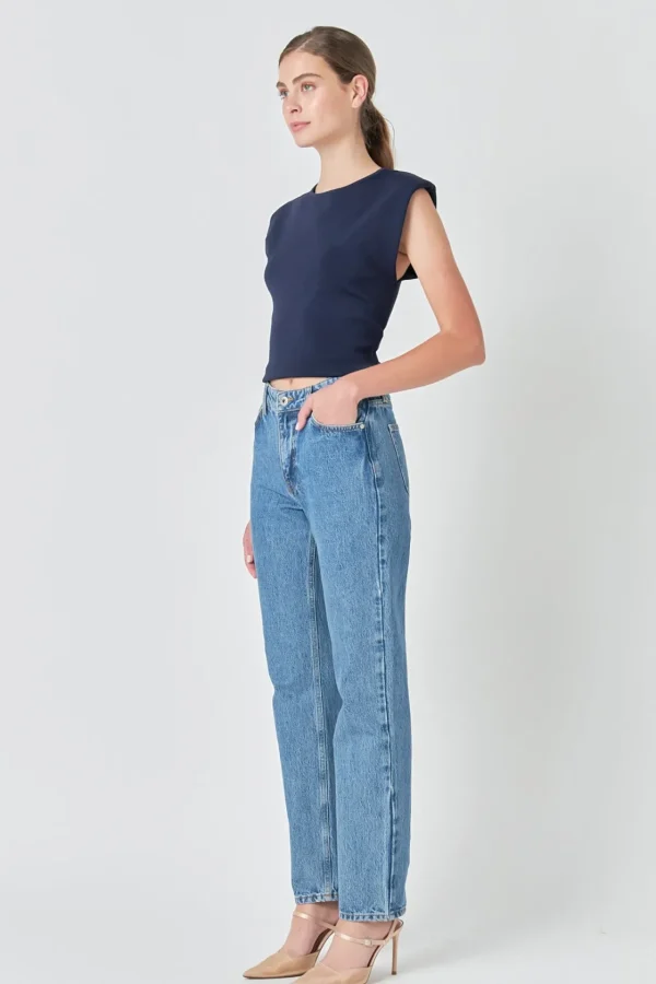ENDLESS ROSE Tops*- Elevated Solid Knit Padded Top