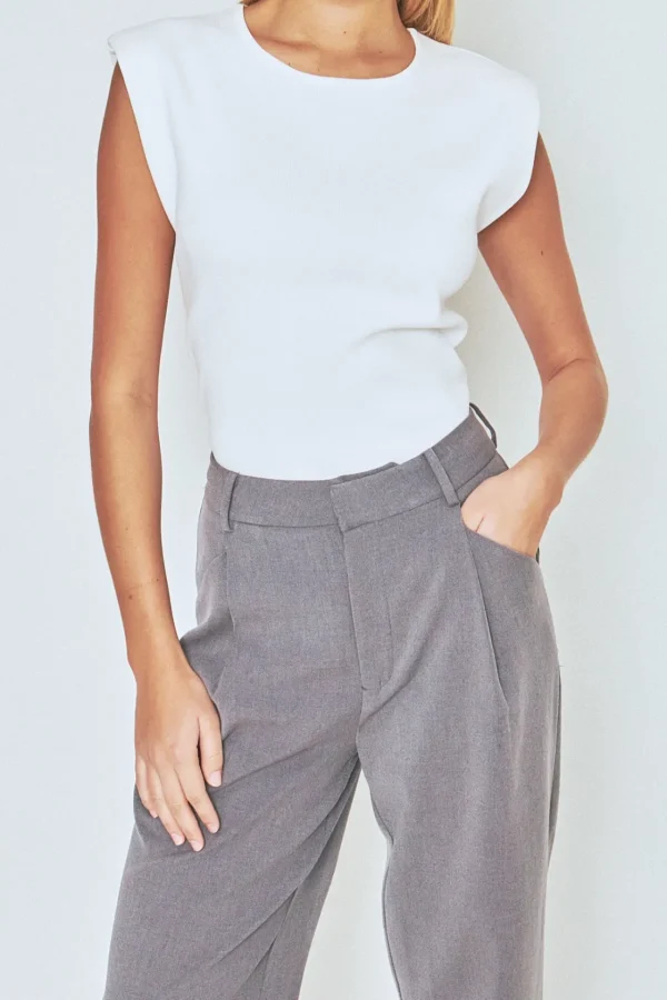 ENDLESS ROSE Tops*- Elevated Solid Knit Padded Top
