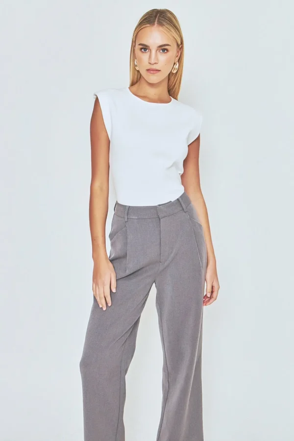 ENDLESS ROSE Tops*- Elevated Solid Knit Padded Top