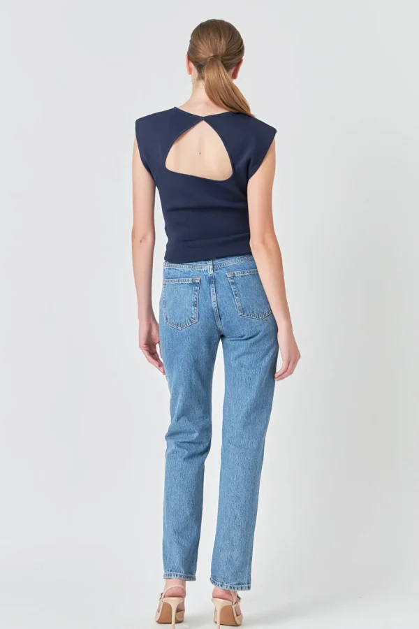 ENDLESS ROSE Tops*- Elevated Solid Knit Padded Top
