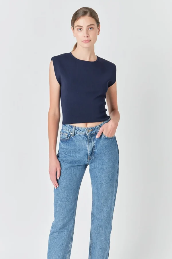 ENDLESS ROSE Tops*- Elevated Solid Knit Padded Top