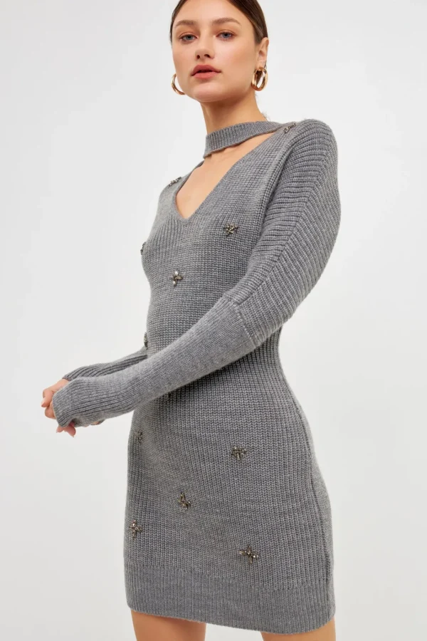 ENDLESS ROSE Sweaters & Knits | Tops*- Embellished Sweater Dress HEATHERGREY