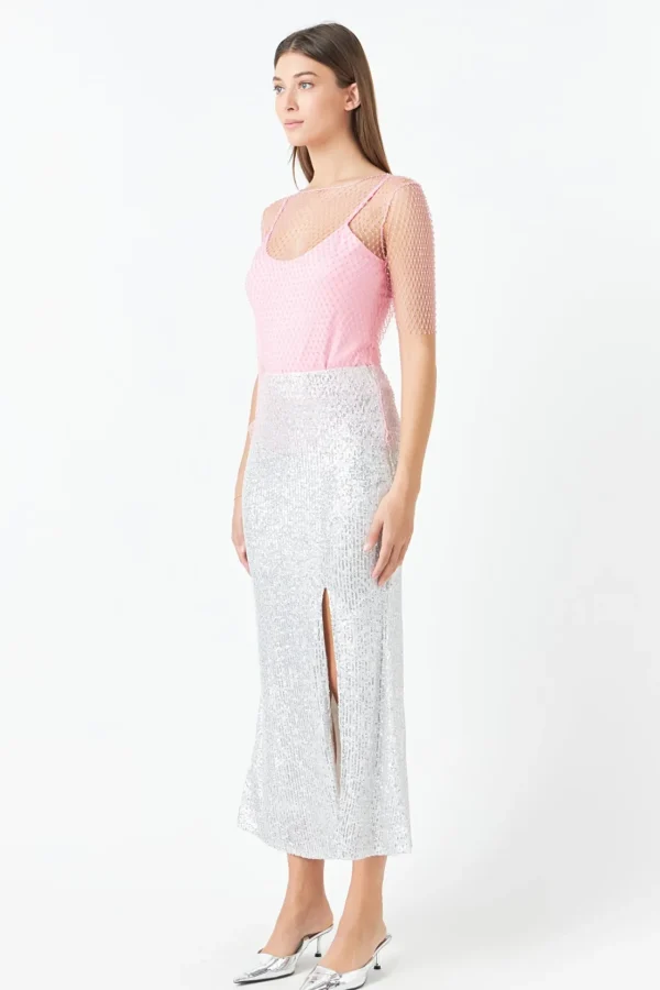 ENDLESS ROSE Tops*- Embellishment Short Sleeve Top