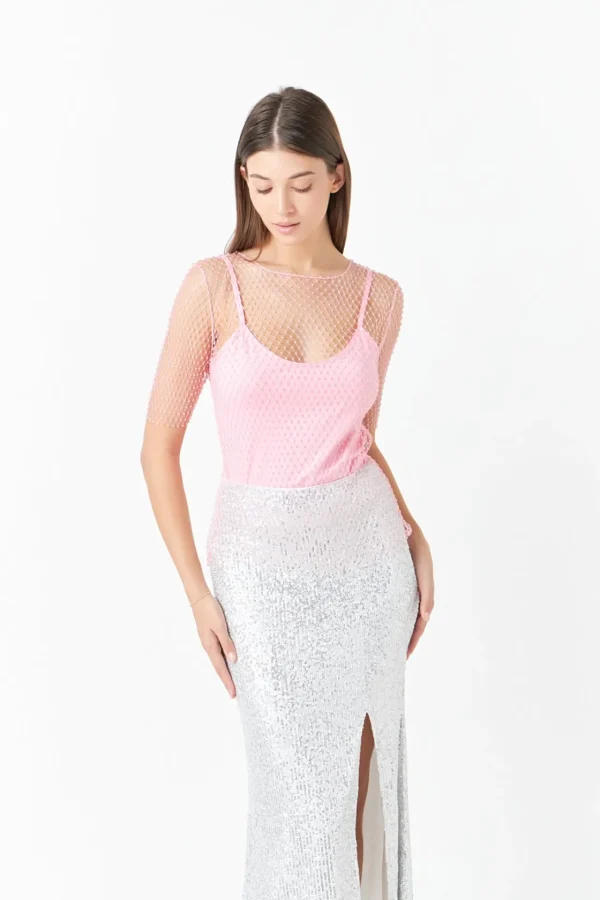 ENDLESS ROSE Tops*- Embellishment Short Sleeve Top