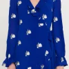 ENDLESS ROSE Tops*- Embroidered Wrap Dress BLUE