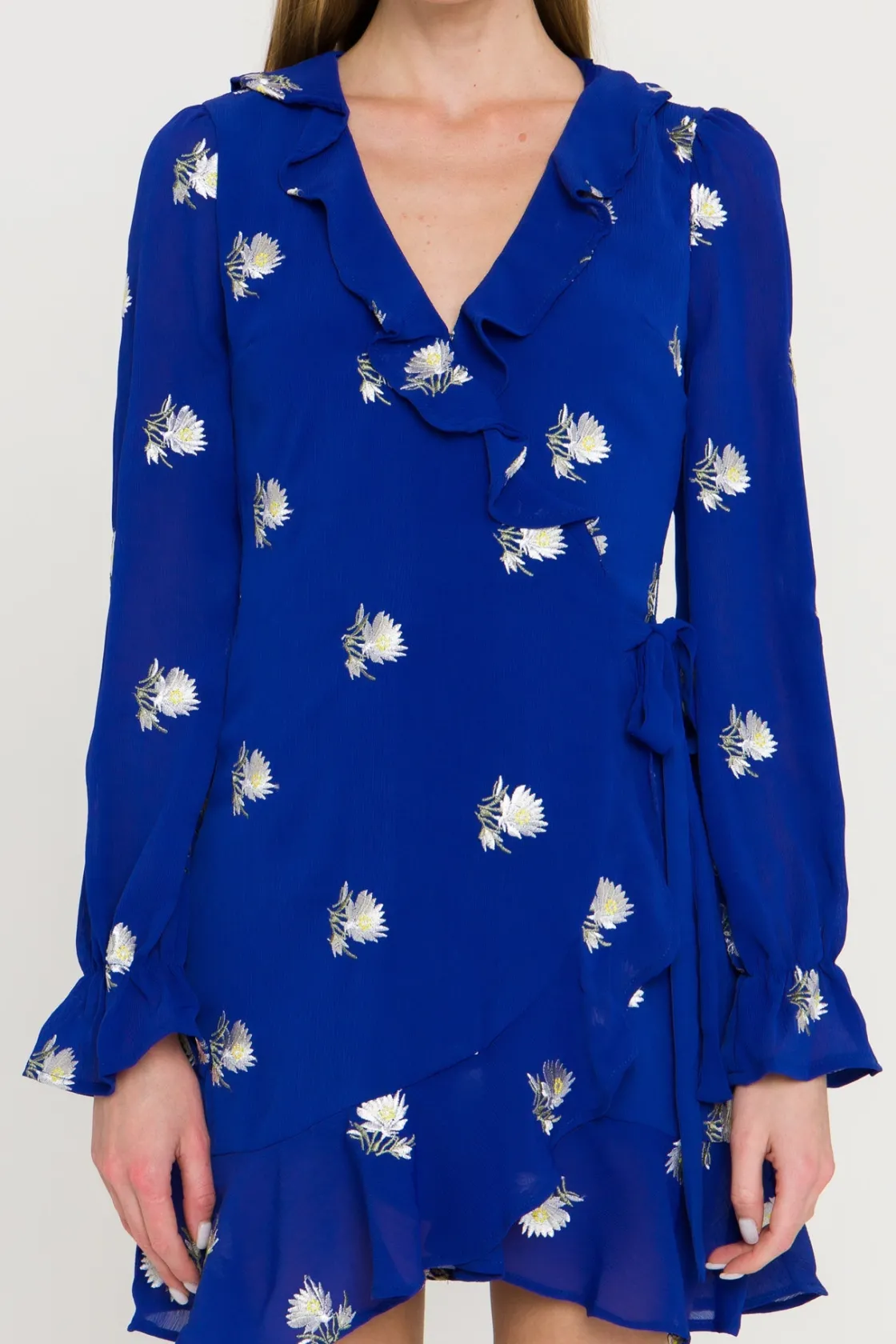 endless_rose__embroidered_0.webp ENDLESS ROSE Tops*- Embroidered Wrap Dress BLUE