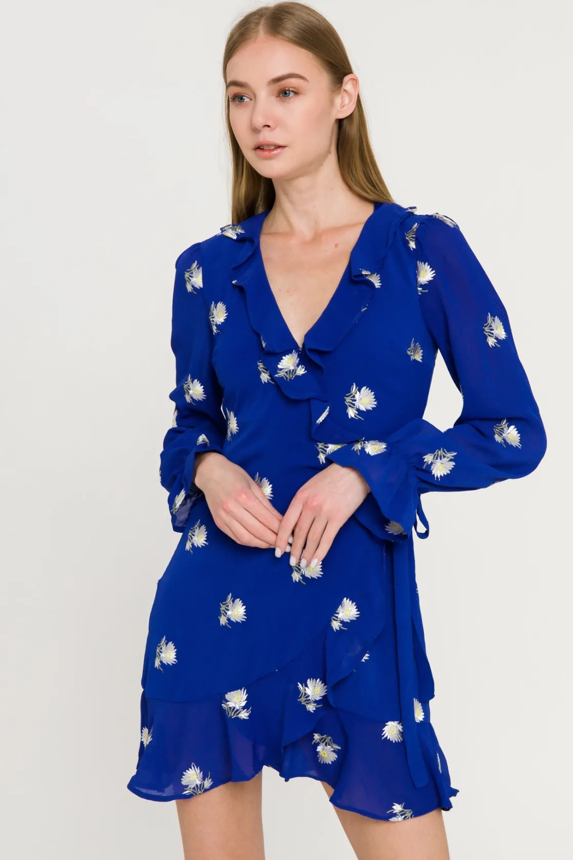 endless_rose__embroidered_1.webp ENDLESS ROSE Tops*- Embroidered Wrap Dress BLUE