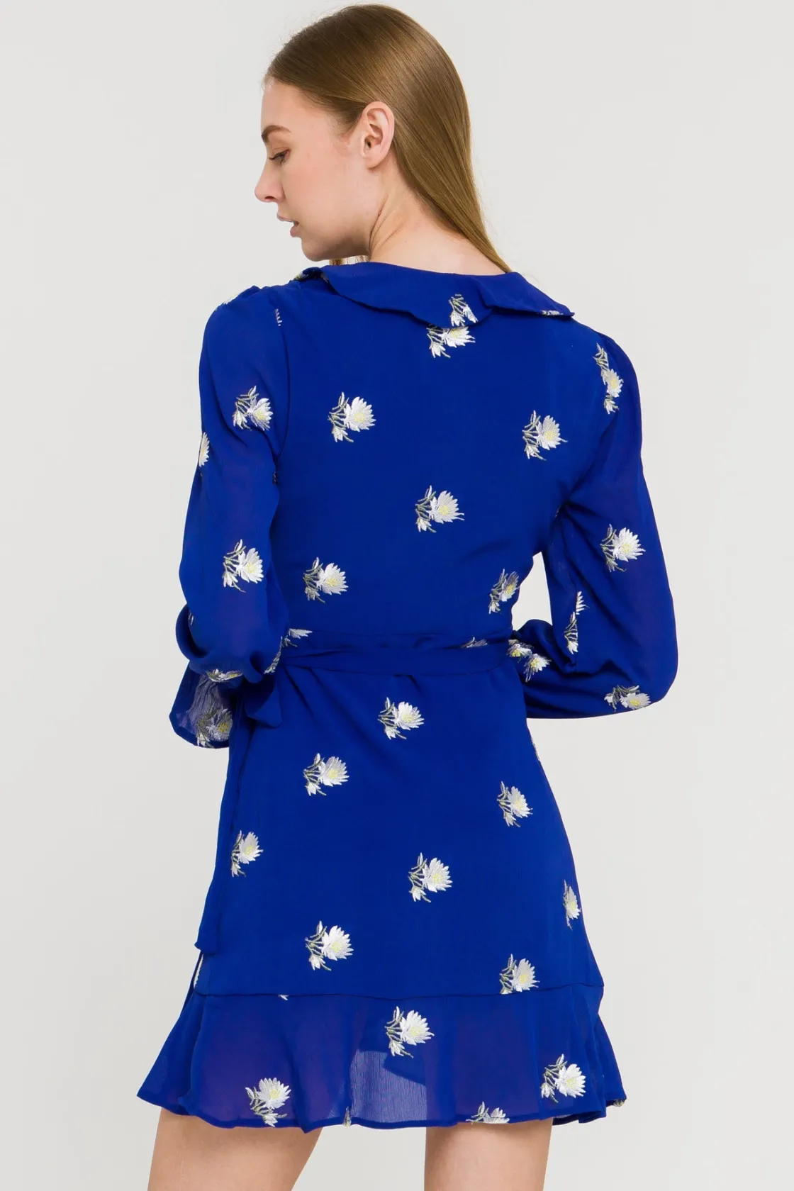 endless_rose__embroidered_2.webp ENDLESS ROSE Tops*- Embroidered Wrap Dress BLUE