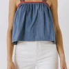 ENDLESS ROSE Denim | Tops*- Embroidery Detailed Top DENIM