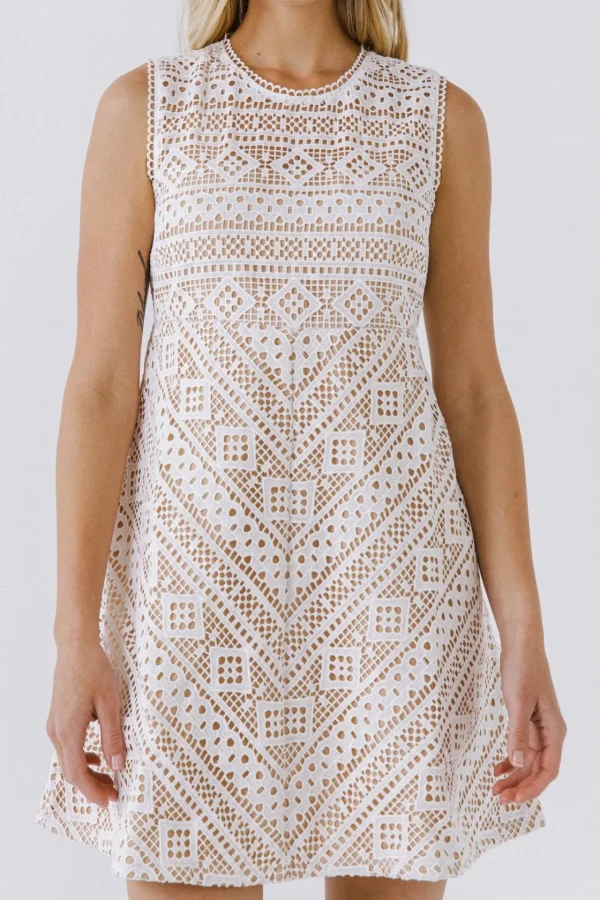 ENDLESS ROSE White Dresses | Tops*- Embroidery Mini Dress WHITE