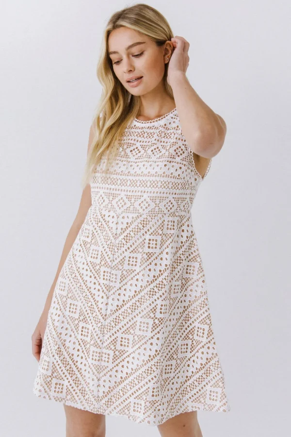 ENDLESS ROSE White Dresses | Tops*- Embroidery Mini Dress WHITE