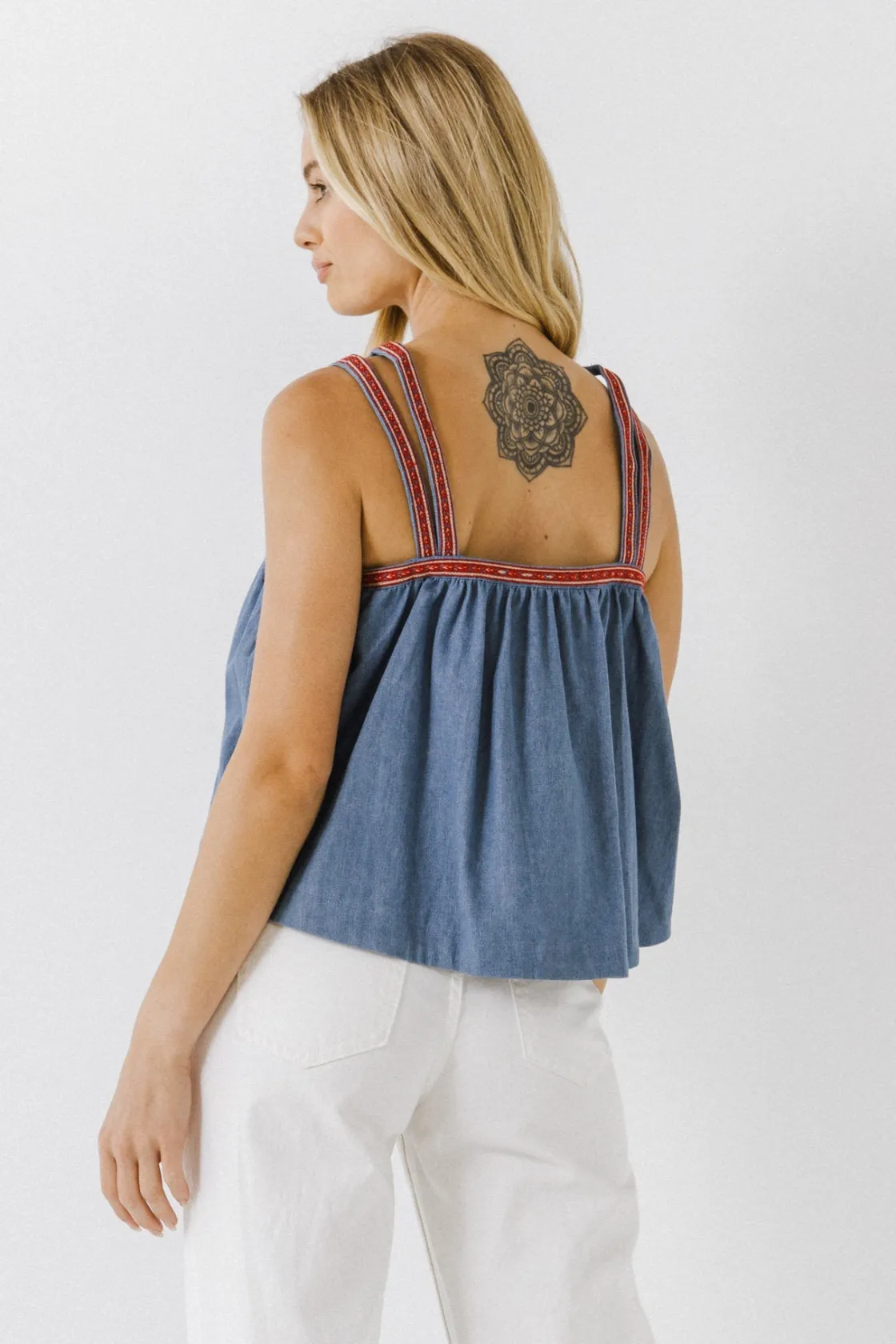 endless_rose__embroidery__2-1.webp ENDLESS ROSE Denim | Tops*- Embroidery Detailed Top DENIM