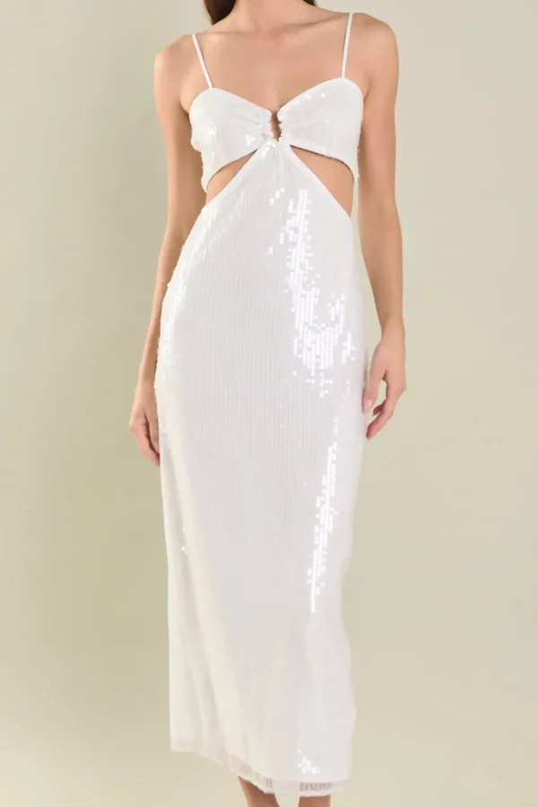 ENDLESS ROSE White Dresses | Tops*- Emma Sequin Midi Dress WHITE