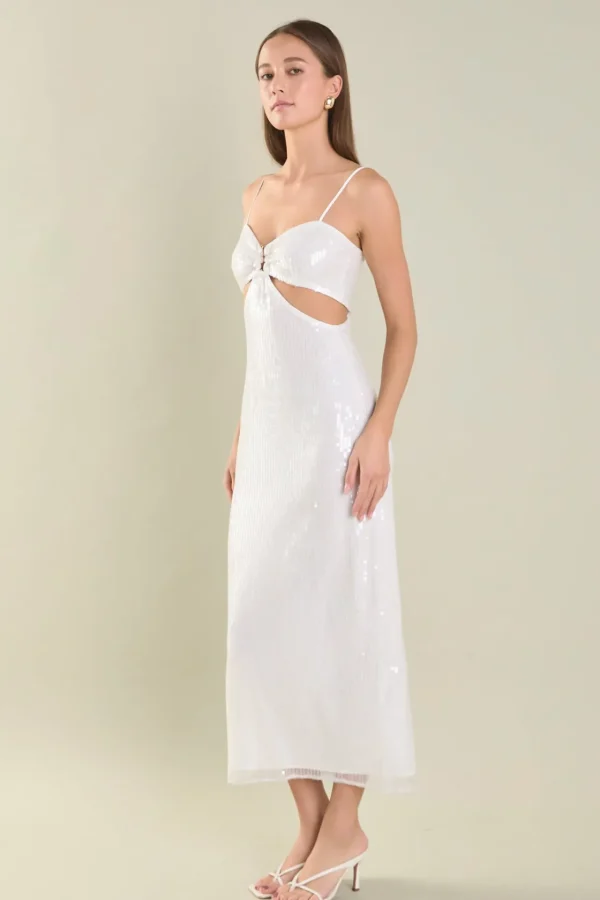 ENDLESS ROSE White Dresses | Tops*- Emma Sequin Midi Dress WHITE