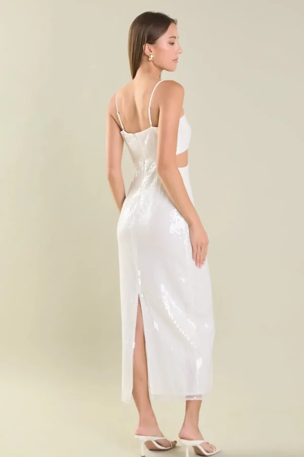 ENDLESS ROSE White Dresses | Tops*- Emma Sequin Midi Dress WHITE